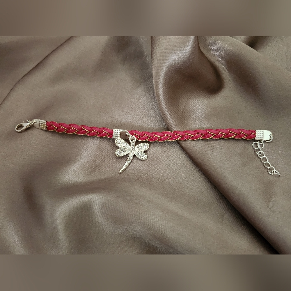 Bracelet with dragonfly sterling silver and crystal
